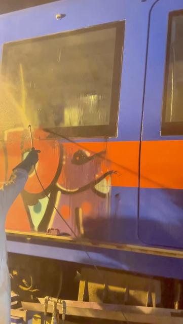 Degraffitaggio dei treni a cura di Cotral S.p.A.